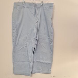 Dockers Womens Light Blue Flat Front Pants Size 18 W Inseam 22"